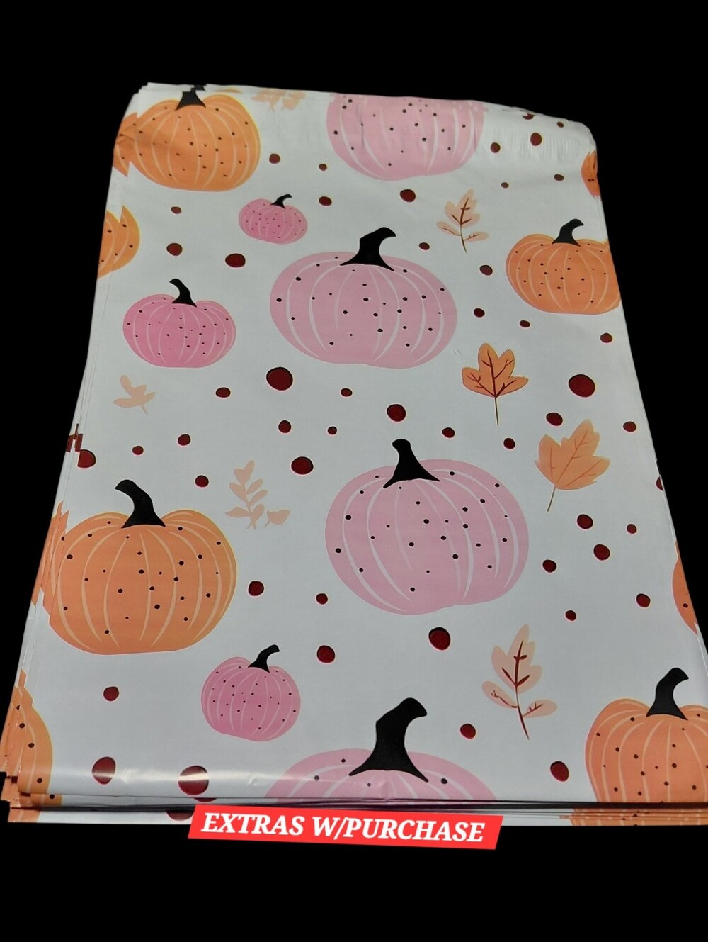 20ct. 10x13 Pumpkins Pattern Polymailers Random Thank You Cards And Stickers
